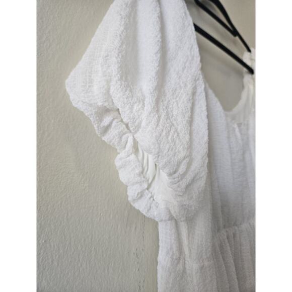 ASTR The Label XL Puff Sleeve Dress White Cottagecore Boho Peasant Bridal Modest - Picture 4 of 9